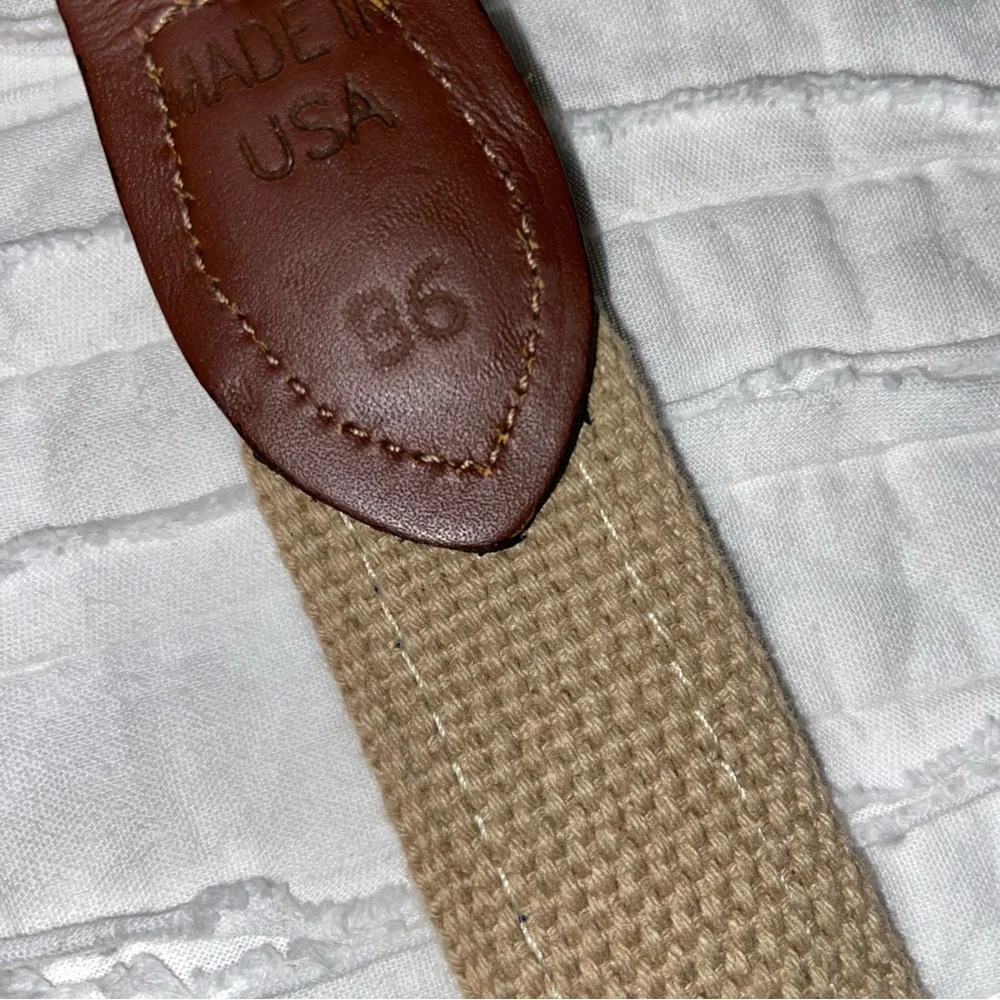 Men’s 36 Leather Ribbon Belt Yellow Tuna Fish Preppy coastal boat Hamptons beach